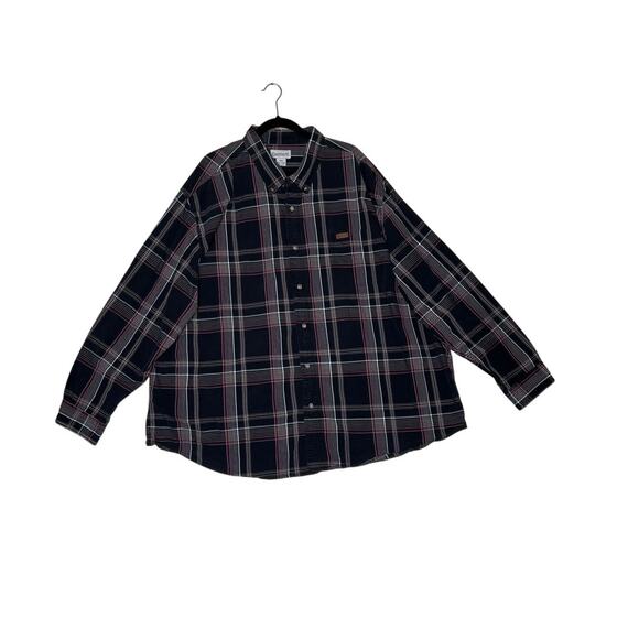 Carhartt size 4XL button-down shirt plaid blaxk/burgundy business  dark academia - Picture 1 of 8